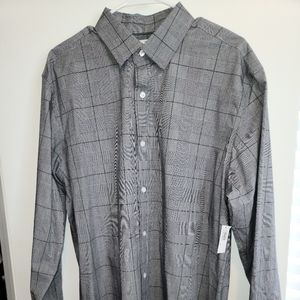 Old Navy Gray Plaid Button Down Dress Shirt